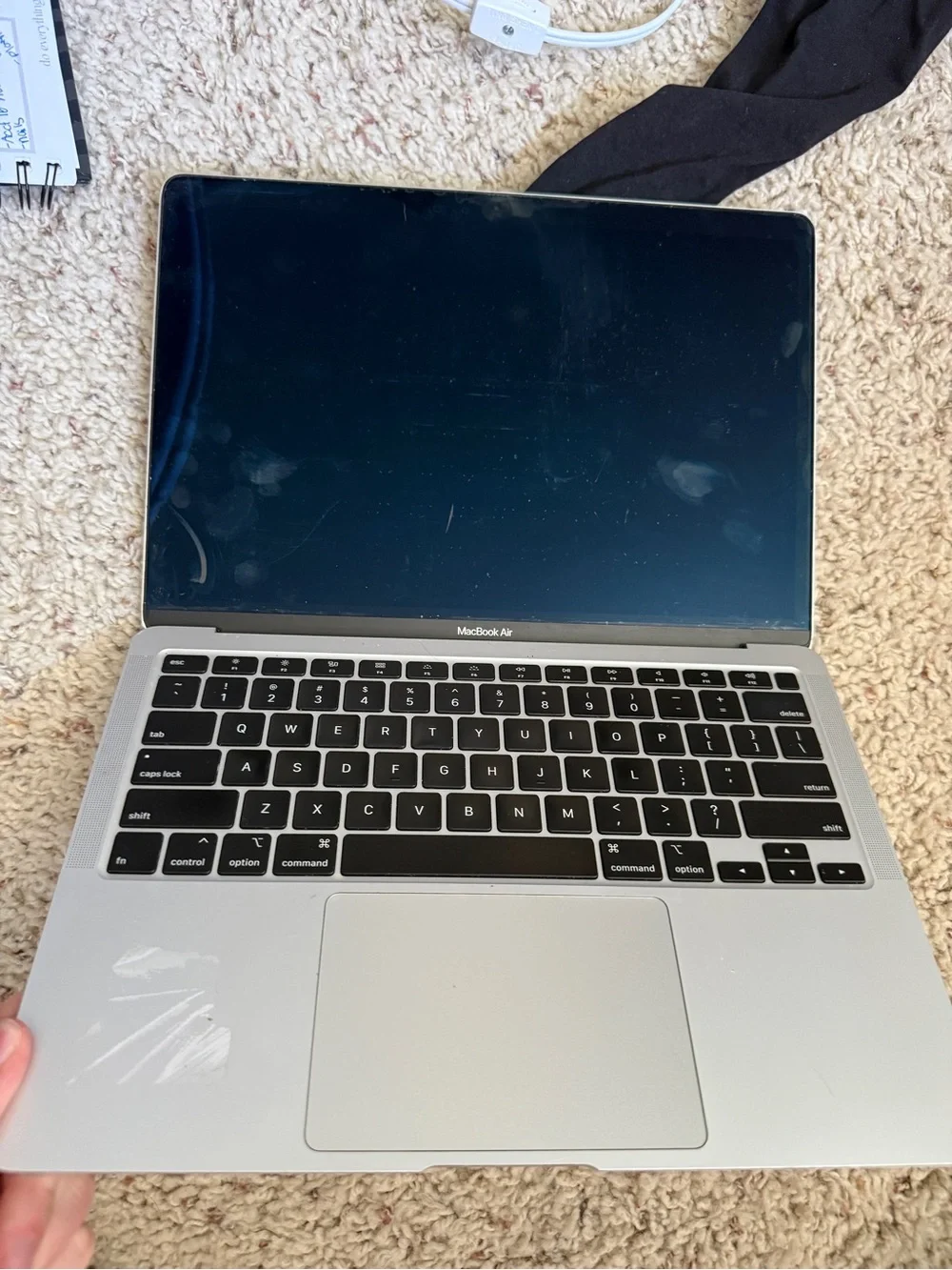 Apple Silver MacBook Top-View with Apple Logo